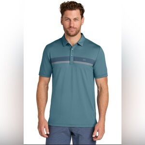 New Travis Mathew Blue Stripe Polo Shirt